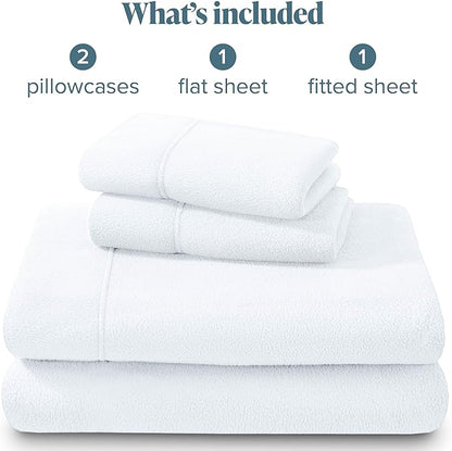Bare Home Super Soft Fleece Sheet Set - Cal King Size - Extra Plush Polar Fleece, No-Pilling Bed Sheets - All Season Cozy Warmth (California King, White)