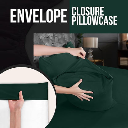 Utopia Bedding Standard Pillow Cases - 4 Pack - Envelope Closure - Soft Brushed Microfiber Fabric - Shrinkage and Fade Resistant Pillow Covers Standard Size 20 X 26 Inches (Standard, Emerald)