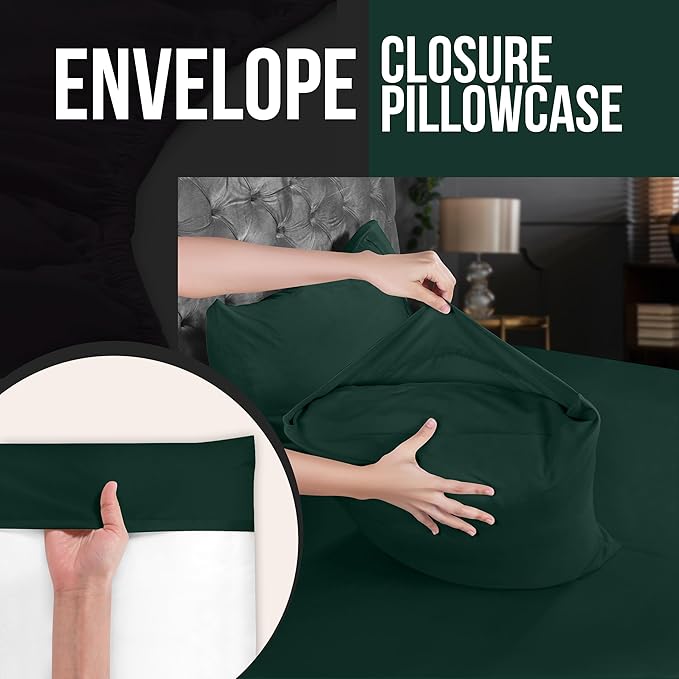 Utopia Bedding King Pillow Cases - 4 Pack - Envelope Closure - Soft Brushed Microfiber Fabric - Shrinkage and Fade Resistant Pillow Covers King Size 20 X 40 Inches (King, Emerald)