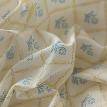 HighBuy Twin XL Comforter Set Cute Blue Flower Bedding Comforter for Kids Girls Coquette Checkered Bedding Sets 3 Piece with 2 Bowknot Bow Tie Pillowcases Botanical Quilts Garden Comforter Cottage Bed