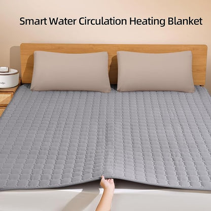 Water Heated Mattress Pad Queen Size - Wire-Free Electric Bed Warmer with Remote Control, Quiet Temperature Control 32-149°F, Machine Washable