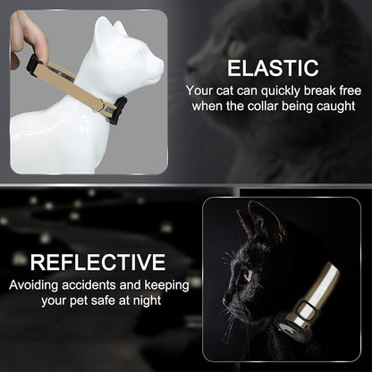 Reflective AirTag Cat Collar, Integrated Cat Collar with Air Tag Holder | Built in AirTag Holder, Adjustable 7-13in for Cats, Kittens and Puppies, Safety Elastic Band, Reflective for Night Walking