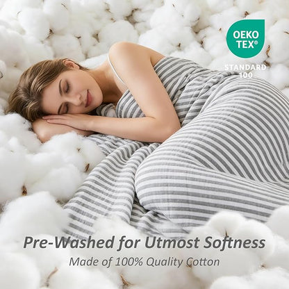 EMME Cotton Muslin Twin Blanket Breathable Gauze Soft Lightweight Adults Gifts for Women (Striped Grey, 60"x80")