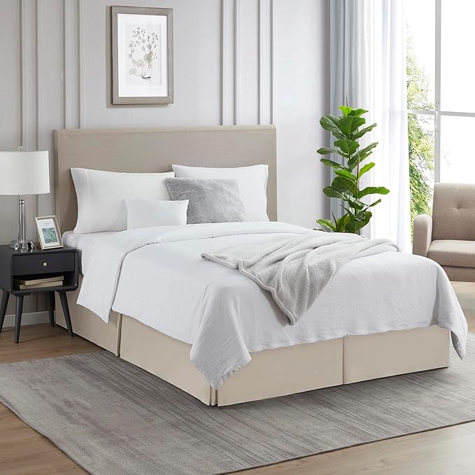 Nestl Silver Bed Skirt Queen Size - Queen Bed Skirt 14 Inch Drop - Brushed Microfiber Bed Skirts - Hotel Quality Pleated Bed Skirt - Shrinkage & Fade Resistant