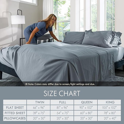ClevaHome King Size Sheet Set - 6 Piece Soft Breathable Luxury Bed Sheet Set - Shrinkage & Fade Resistant Embroidered Bedding Sheet with Deep Pocket, 2 Extra Pillowcases (King, Quarry)