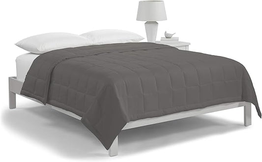 Serta Air Dry Down Alternative Bedding Blanket, Cooling and Breathable Performance Fabric, Twin, Light Grey