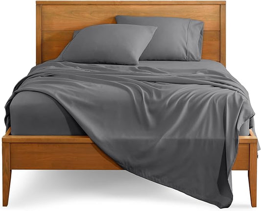 Bare Home Full Sheet Set - 1800 Ultra-Soft Microfiber Full Bed Sheets - Double Brushed - Deep Pockets - Easy Fit - 4 Piece Set - Bedding Sheets & Pillowcases (Full, Grey)