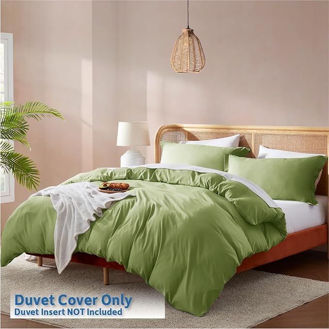 Nestl Calla Green Duvet Cover King Size - Soft Double Brushed King Duvet Cover Set, 3 Piece, with Button Closure, 1 Duvet Cover 104x90 inches and 2 Pillow Shams
