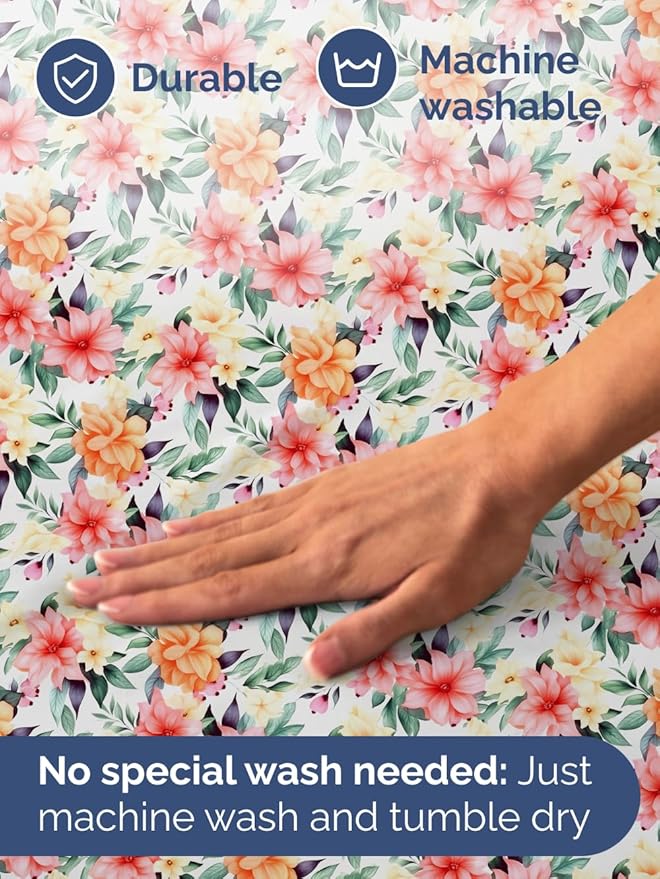 Floral Sheets - Flower Print Bed Sheet Set - 1 Flat, 1 Fitted & 2 Pillowcases w/ Deep Pockets - Comfy, Cozy, Wrinkle & Fade Free - Boho Botanical Bedding - Soft, Breathable & Cooling - Queen Size Set