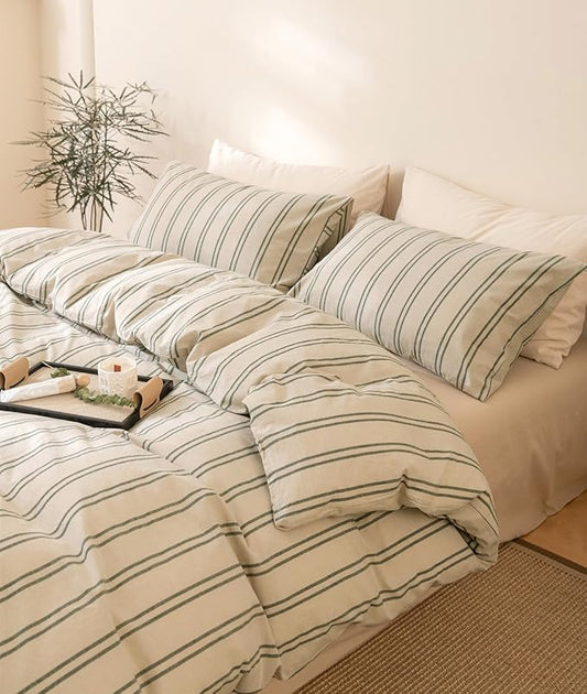 VM VOUGEMARKET Striped Comforter Set Full Teen Boys Striped Bedding Comforter with 2 Pillowcases Simple Modern Lightweight Comforter Set