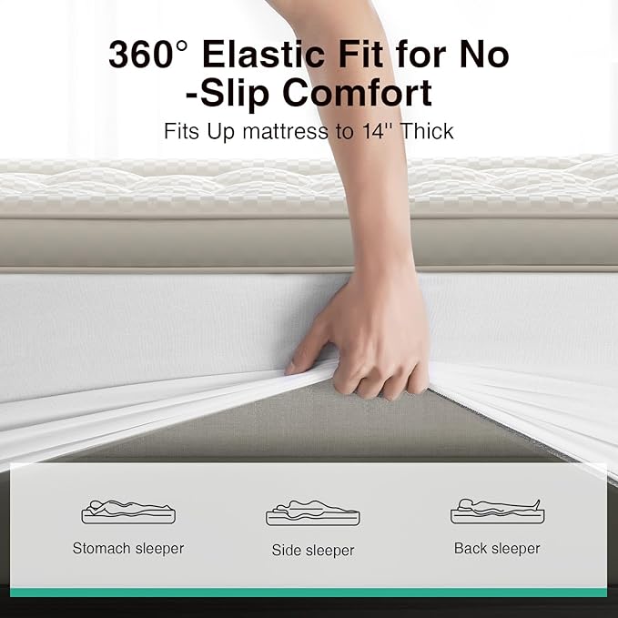 Novilla Full Mattress Topper, Extra Thick Pillow Top - Overfilled Hotel Luxury Mattress Pad Cover for Back Pain Relief, Breathable Fluffy Down Alternative Fill, 8-21” Deep Pocket, Oatmeal