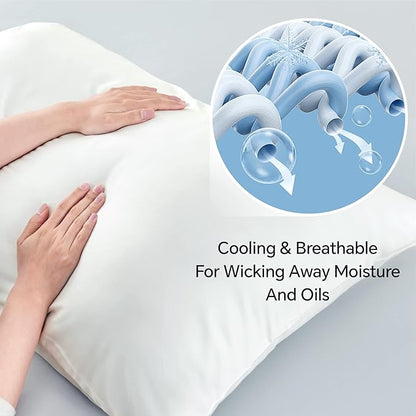 BEDELITE King Size Pillow Cases Set of 2, Rayon Derived from Bamboo, Cooling Pillow Cases for Hot Sleepers & Night Sweats, Breathable and Silky Soft Envelope Pillowcases(White, 20"x40")