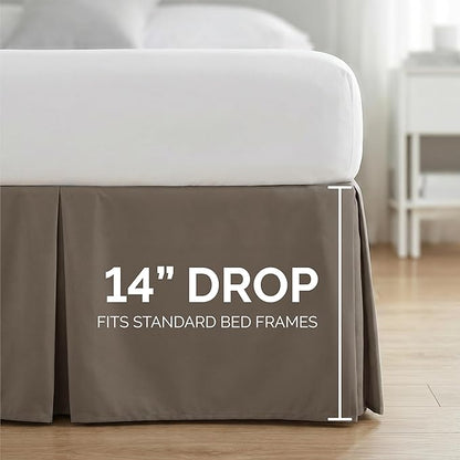 Southshore Fine Living, Inc. Hotel Quality Twin Bed Skirt - 14" Drop, Elegant Pleated Design, Premium Dust Ruffle/Twin Size Bed Skirt, Easy Care, Luxury Bed Skirt Twin Size, Dark Taupe