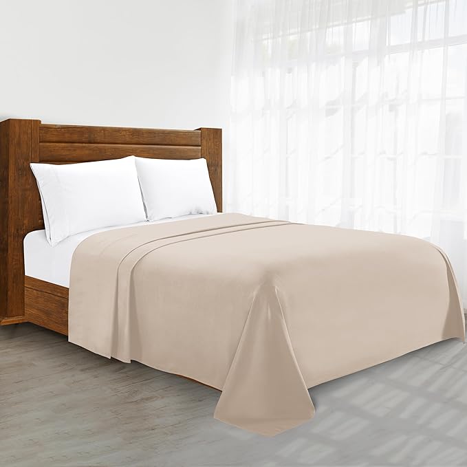 Luxury Flat Sheet on Amazon Elegant Comfort Wrinkle-Free 1500 Premier Hotel Quality 1-Piece Flat Sheet, Full Size, Cream