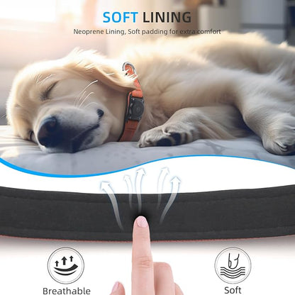 Upgrade Dog Collar with AirTag Holder, IP68 Waterproof, Orange, XL | Built-in Water Resistant AirTag holder, 1000D Nylon, Reflective Stitching for Night Visibility, Soft padding for Comfort