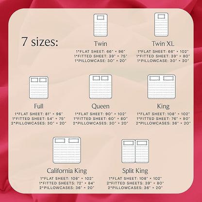 LuxClub 3 PC Twin XL Sheet Set, Deep Pockets Wrinkle Free Cooling Bed Sheets Hotel Bedding for Women, Men, Kids & Teens, Includes 1 Fitted Sheet, 1 Flat Sheet and 1 Pillowcase-Silky Soft Red