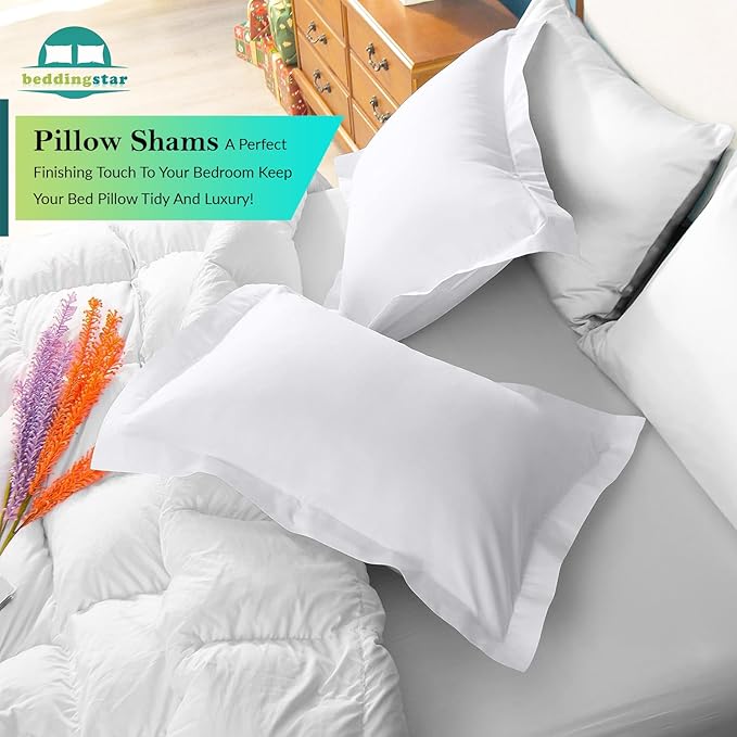 Standard Pillow Shams Set of 2 White Pillow Shams Standard Size 20x26 Pillow Covers 100% Egyptian Cotton 600 Thread Count Soft Skin Friendly Cushion Cover Cases Decorative Pillow Shams for Bed