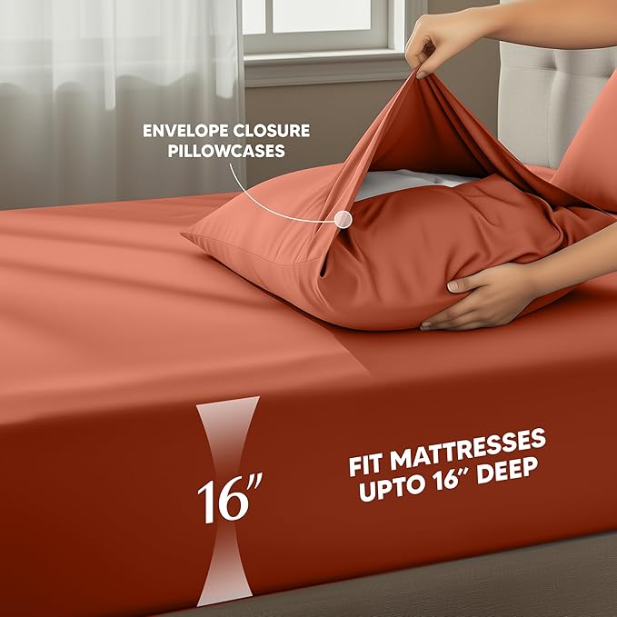 Utopia Bedding Twin Sheet Set – 3 Piece Bed Sheets for Twin Size Bed, Soft and Breathable Microfiber, Includes 1 Fitted Sheet, 1 Flat Sheet and 1 Pillowcase – OekoTex (Orange)