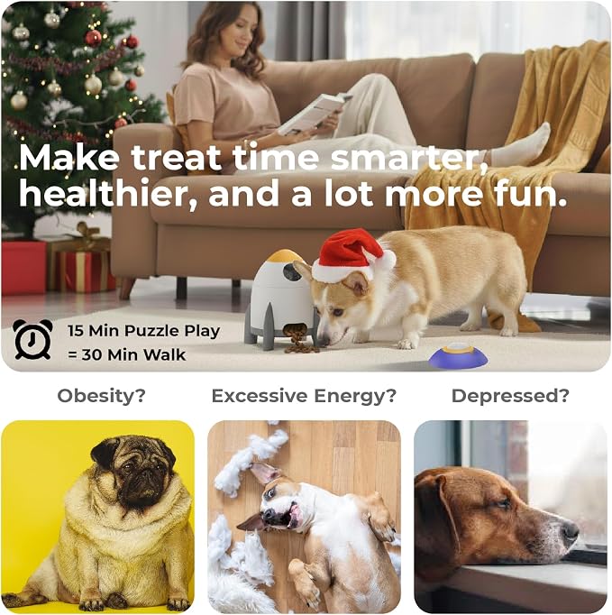 Interactive Dog Puzzle Feeder Toy, Automatic Dogs Treat Dispenser for IQ Training & Slow Feeder, Dog Food Dispenser with Remote Button, Suitable for Indoor or Outdoor Play, All Breeds, OtterVerz 11