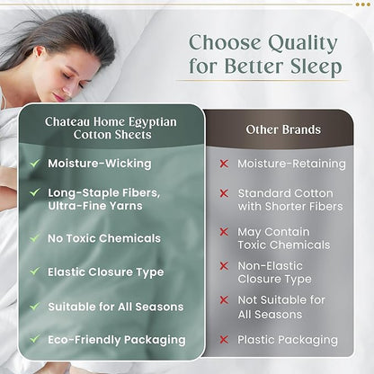 800TC Egyptian Cotton Sheets Queen Sheet Set Deep Pocket, 100% Cotton Sateen Bed Sheets Queen Size Set, No Pill Soft Naturally Cool Breathable Elasticated Sheet & Pillowcase Sets - Lavender