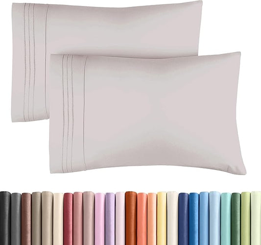 Standard Pillow Cases Set of 2 - Soft Hotel Quality Pillowcase Covers - Comfy & Wrinkle Free - Stain and Fade Resistant - Machine Washable Pillow Protectors - 2 Piece Set - Standard Size Light Grey