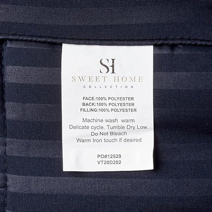 Twin Comforter Set 6 Piece Bed in a Bag with Bed Skirt, Fitted Sheet, Flat Sheet, 1 Pillowcase, and 1 Pillow Sham, Twin, Dobby Navy