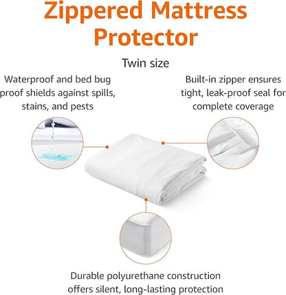 Amazon Basics Zippered Mattress Encasement - Waterproof, Twin