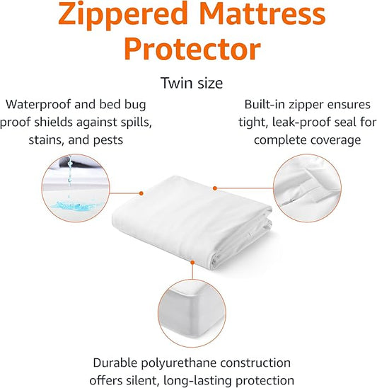 Amazon Basics Zippered Mattress Encasement - Waterproof, Twin