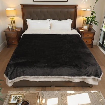 Electric Heated Blanket Twin Size 62" x 84", Dual-Sided Flannel Sherpa, LCD Display 10 Heat Levels 1-12H Auto-Off, ETL Certified Machine Washable for Bed & Couch, Iron Gray