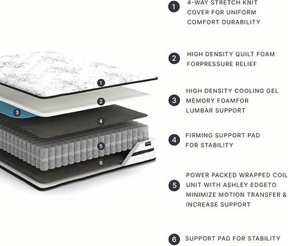 Signature Design by Ashley King Size Chime 10 Inch Medium Firm Hybrid Mattress with Cooling Gel Memory Foam for Pressure Relief, Fiberglass Free, Mattress In A Box