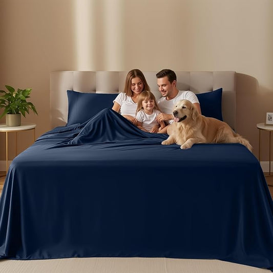 Utopia Bedding California King Sheet Set – 4 Piece Bed Sheets for Cal King Size Bed, Soft and Breathable Microfiber, Includes 1 Fitted Sheet, 1 Flat Sheet and 2 Pillowcases (Navy Blue)