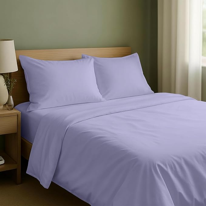 California Design Den Full Size Bed Sheets Set - Natural 100% Cotton Sheets, Soft Sateen Weave, Fully Elasticized Deep Pockets, Breathable and Durable Bedding - Lavender