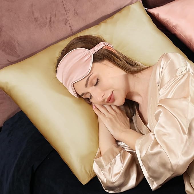 Adubor 100% Silk Pillowcase - Mulberry Silk Pillow Cases, 22 Momme 6A Grade Fibers, Silk Pillow Case for Hair and Skin Health, with Hidden Zipper (King 20''×36'', Gold, 1PC)