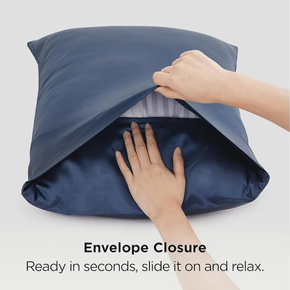 Bedsure King Size Satin Pillowcase Set of 2 - Blue Silky Pillow Cases for Hair and Skin with Envelope Closure, Similar to Silk Pillow Cases, Gifts for Women Men, 20x36 Inches, 2pcs