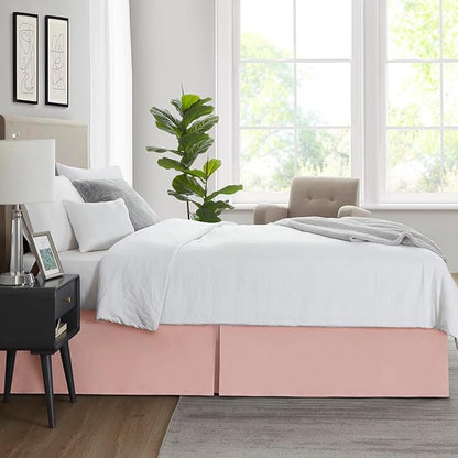Nestl Peach Beige Bed Skirt Cal King Size - Cal King Bed Skirt 14 Inch Drop - Brushed Microfiber Bed Skirts - Hotel Quality Pleated Bed Skirt - Shrinkage & Fade Resistant