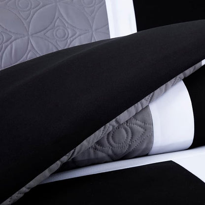 Chezmoi Collection Upland 7-Piece Quilted Patchwork Comforter Set, Purple/Black/Gray, Full