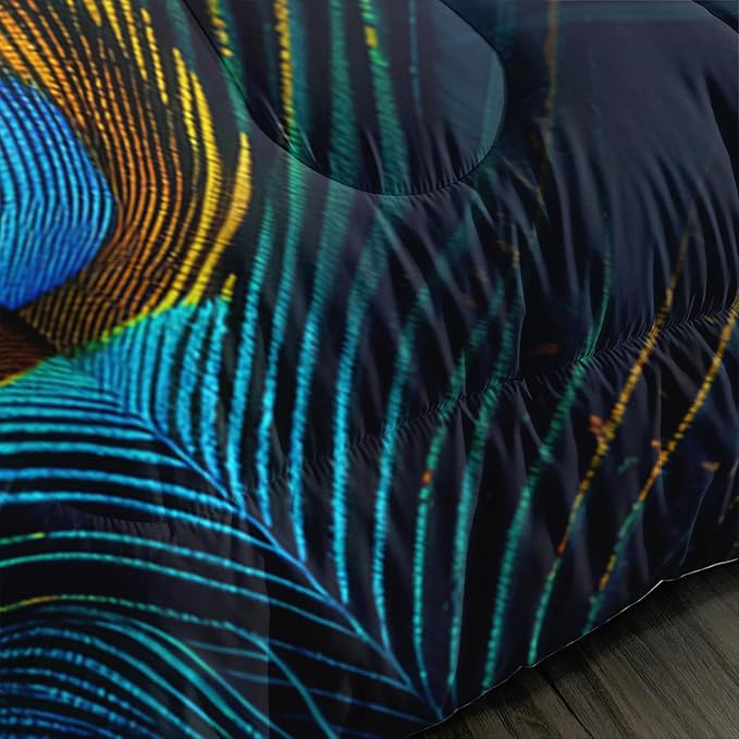 peacock feather bedding sets King,boho King comforter set for girls,bohemian bedding King comforter set,gothic bedding decor comforter western boho hippie,King animal print black comforter set