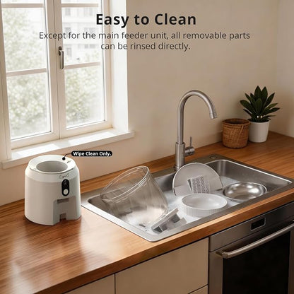 Automatic Cat Feeder with Camera, 2K WiFi Pet Feeder, 4L | 5G & 2.4G Dual-Band WiFi, Night Vision, Two-Way Talk, Call Pet Sound, Custom Portion Control, Low Food Alerts, Easy to Clean