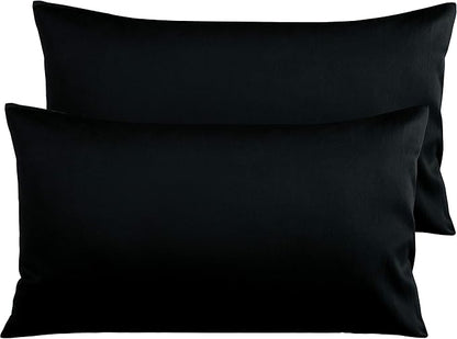 NTBAY Egyptian Cotton King Pillowcases - Set of 2, 500 Thread Count Cotton Pillowcases - Soft and Breathable Envelope Closure Pillow Cases - 20x36 Pillow Covers for Bed, Black