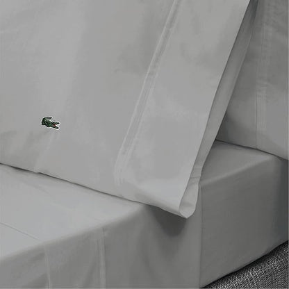 Lacoste 100% Cotton Percale 4-Piece Sheet Set – Cool, Crisp, Matte, and Durable, Oeko-Tex Certified – Solid, Micro Chip, California King