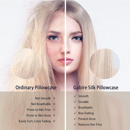 Mulberry Silk Pillowcase for Hair and Skin Prevent Acne Pillow Cases Both Sides Real Silk Pillowcases Organic Silk Pillowcase with Hidden Zipper, Grey, King (20"×36")
