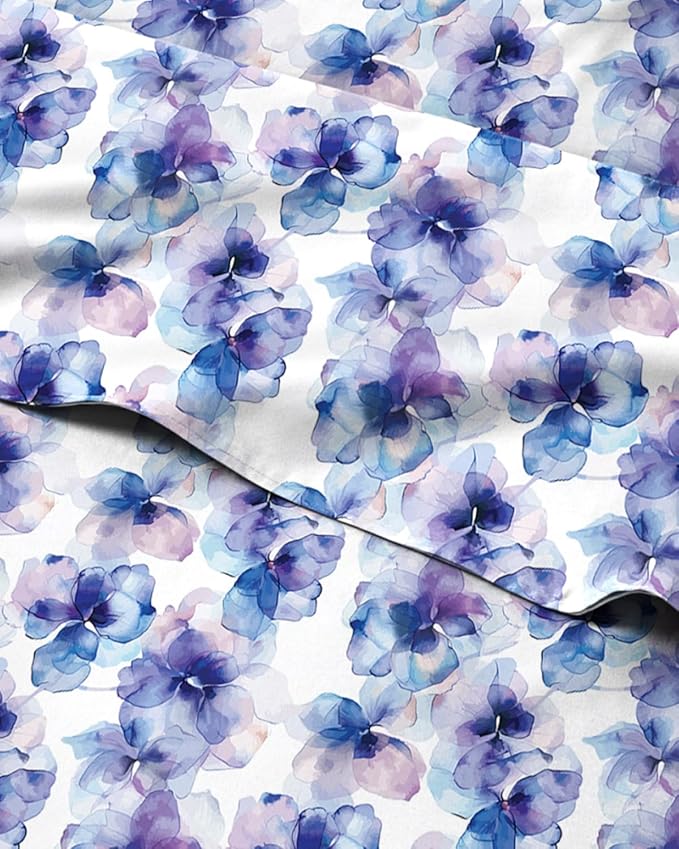 Floral Sheets - Flower Print Bed Sheet Set - 1 Flat, 1 Fitted & 2 Pillowcases w/ Deep Pockets - Comfy, Cozy, Wrinkle & Fade Free - Boho Botanical Bedding - Soft, Breathable & Cooling - Queen Size Set