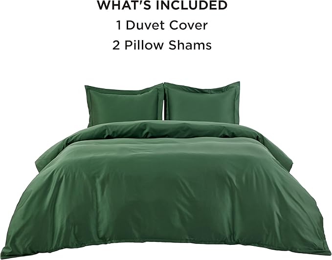 Bedsure Cooling Duvet Cover King - Moisture Wicking and Silky Eucalyptus Lyocell Cotton Hybrid Comforter Cover Set for Hot Sleeper - Buttery Soft and Breathable, Cooling Bedding Set, Forest Green