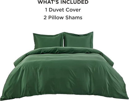 Bedsure Cooling Duvet Cover King - Moisture Wicking and Silky Eucalyptus Lyocell Cotton Hybrid Comforter Cover Set for Hot Sleeper - Buttery Soft and Breathable, Cooling Bedding Set, Forest Green