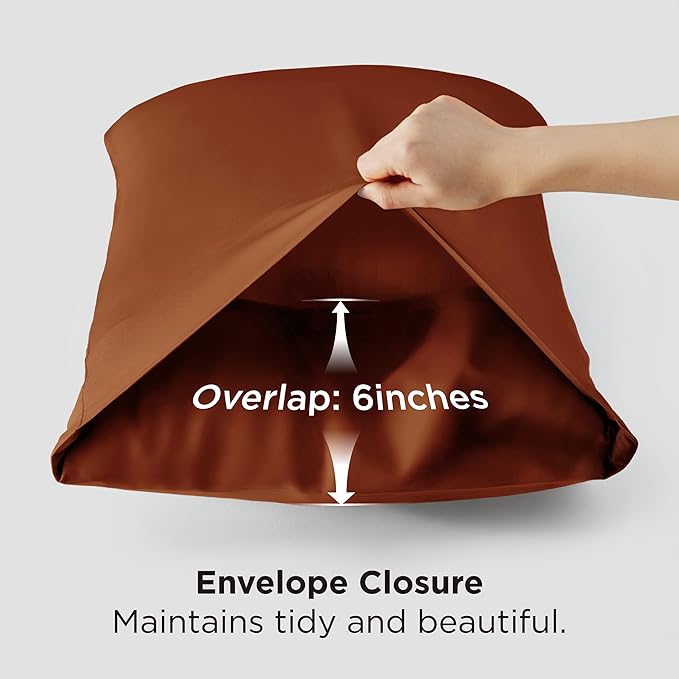 Bedsure King Size Pillow Cases Set of 2, Cooling Pillow Cases for Hot Sleepers, Rayon Derived from Bamboo Burnt Orange Pillowcases, PureWoven Soft Pillow Covers with Envelope Closure, 20x36 Inches