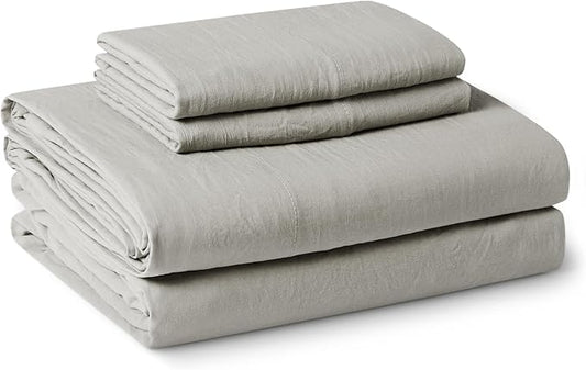 Amazon Basics Full Bed Sheet, 4-Piece Bedding Set, Double Brushed Microfiber, Ultra Soft, Easy Care, Grey