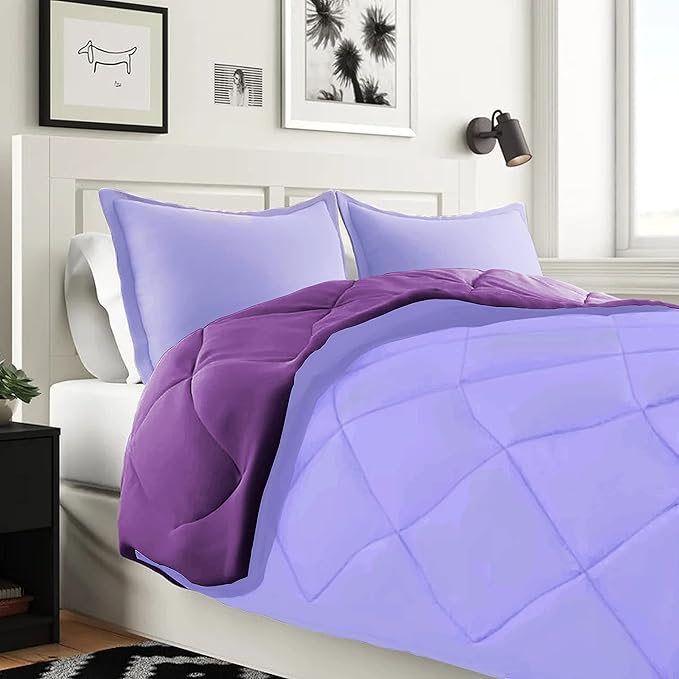 Elegant Comfort 7-Piece Bed-in-a-Bag Comforter & Sheet Set - Luxury 1500 Thread Count Twin Size, Super Cozy, Wrinkle and Stain Resistant, Lilac/Purple