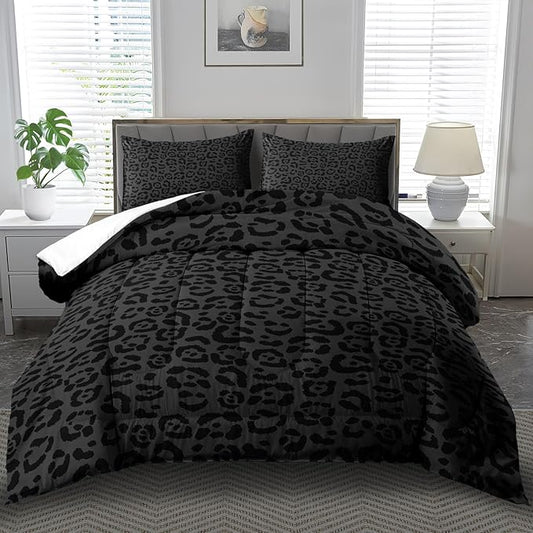 Black Cheetah Print Comforter Set Full Girls Animal Black Leopard Print Comforter Boys African Leopard Bedding Set Full African Cheetah Bedding Room Decor