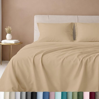 California Design Den Twin Bed Sheets 100% Cotton Sateen, 600 Thread Count, Soft, Twin Sheet Set, Bedding Sheets & Pillowcases (Golden Tan)