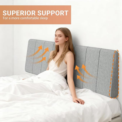 King Size Headboard Only-No Assembly Required, Light Gray | Easy to use no assembly required, Linen fabric and extra-thick foam for added comfort, Modern style headboard king size